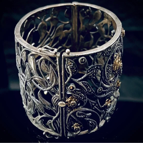 Judith Jack 90g Museum Piece- Sterling and 14kg Rose Cuff- one of a kind Elite